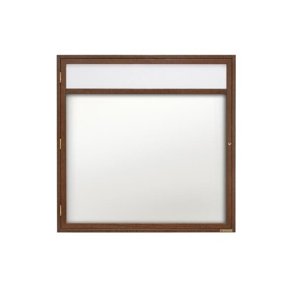 36"x36" 1-Door Enclosed Wet/Dry Erase, Header, Black Board/Cherry
